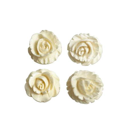 Carved Ivory Flat Back Roses Vintage 18mm