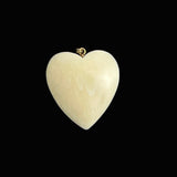 Large Ivory & Enamel Heart Pendant 18K Gold Vintage