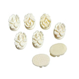 Carved Ivory Flat Back Oval Roses Vintage 14x10mm