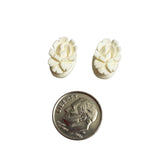Carved Ivory Flat Back Oval Roses Vintage 14x10mm