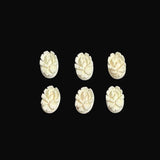 Carved Ivory Flat Back Oval Roses Vintage 14x10mm