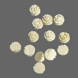 Carved Ivory Flat Back Roses Vintage 12mm