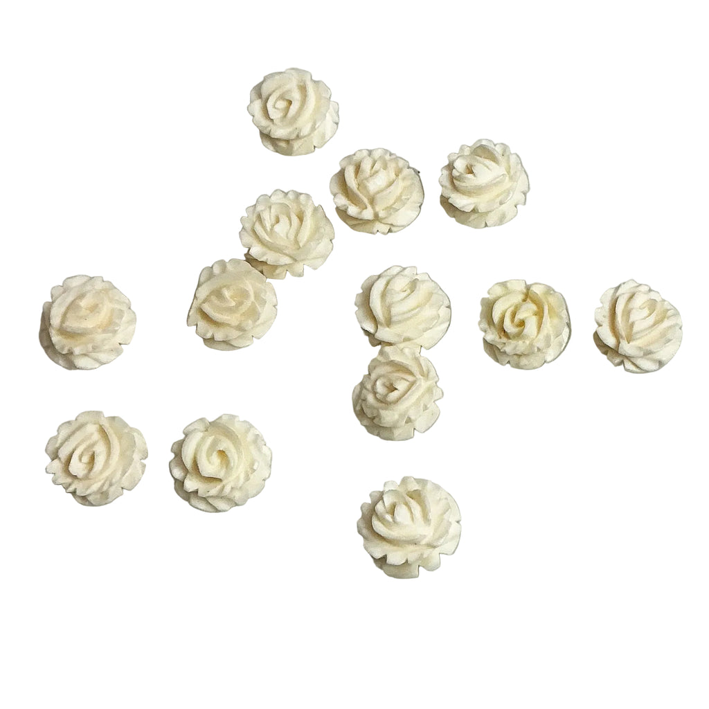 Carved Ivory Flat Back Roses Vintage 12mm