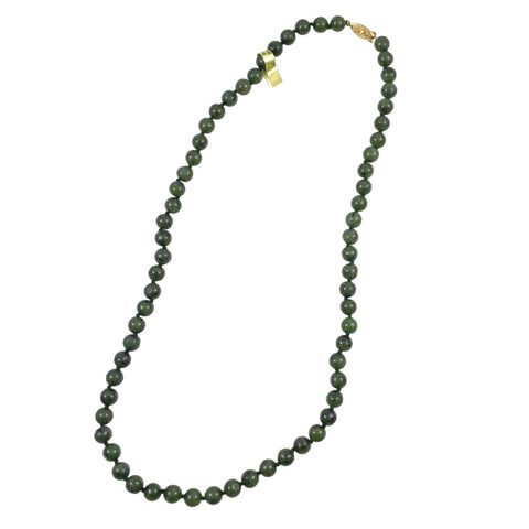 Green Jade Necklace 8mm NOS