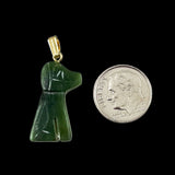 Carved Green Jade Puppy Dog Pendant Charm