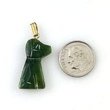 Carved Green Jade Puppy Dog Pendant Charm