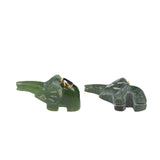 Carved Green Jade Elephant Pendant Charm