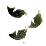 Carved Green Jade Fish Pendant Charms