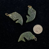 Carved Green Jade Fish Pendant Charm