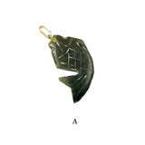 Carved Green Jade Fish Pendant Charms