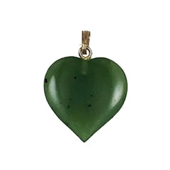 Green Jade Puffy Heart Pendant NOS