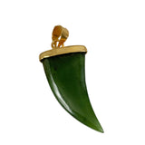 Green Jade Horn Pendants Gold Bails