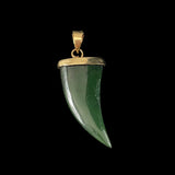 Flat Green Jade Horn Pendants Gold Bails