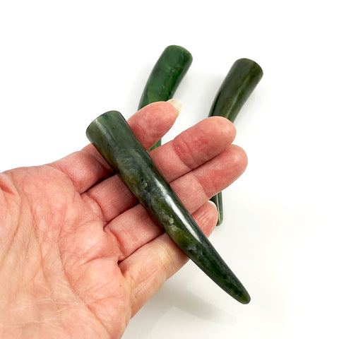 Large Green Jade Tusk Horns 