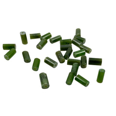 Green Nephrite Jade Tube Beads (12) Vintage