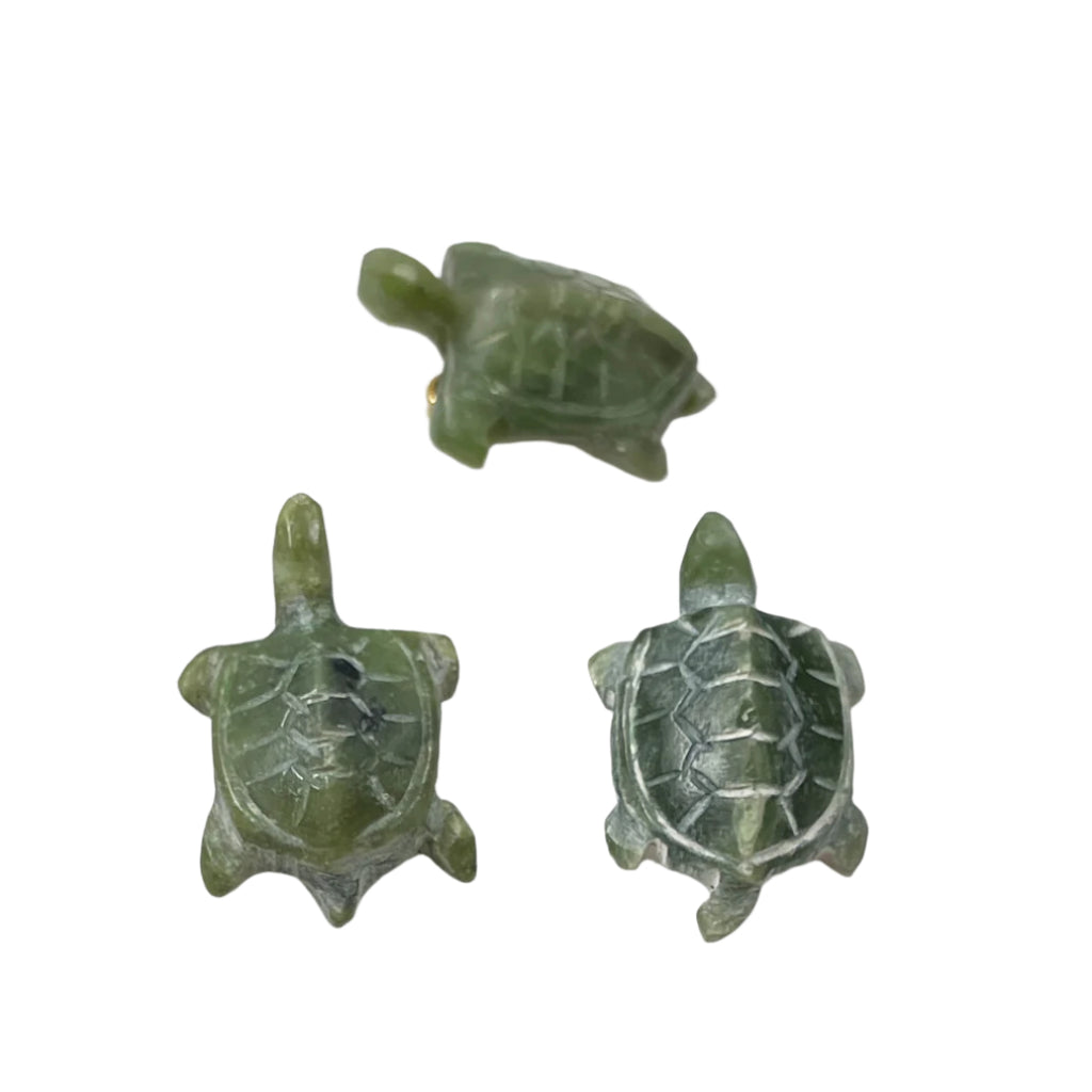 Carved Green Jade Turtle Pendant Charm