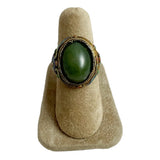 Chinese Filigree Jade Enamel Ring Adjustable