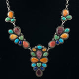 Navajo Multi Gemstone Sterling Necklace Roie Jaque Vintage