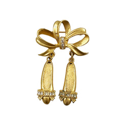 JJ Gold Ballet Shoe Brooch Vintage