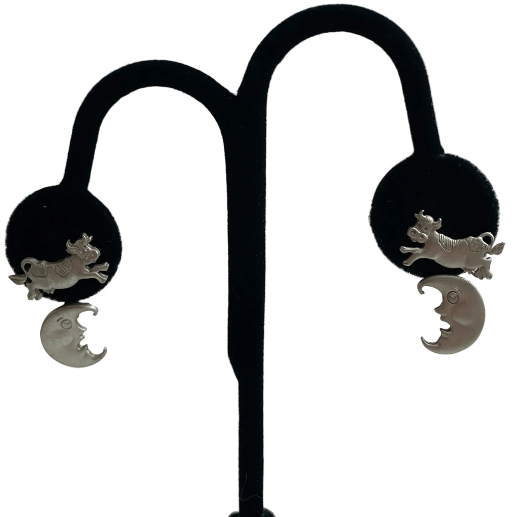 Cow Jumped Over the Moon Pewter Earrings by JJ