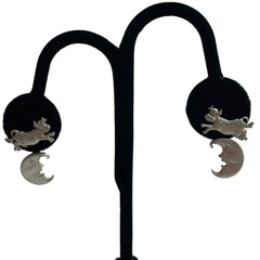 Cow Jumped Over the Moon Pewter Earrings by JJ