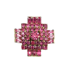Kramer Pink Rhinestone Brooch Mid-Century