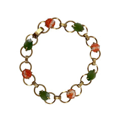 Krementz Coral Jade Gold Bracelet Vintage