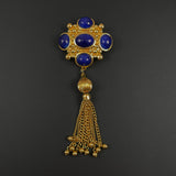 Lapis Tassel  Brooch Vintage