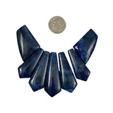 Lapis Lazuli Gemstone Fan Pendants Vintage
