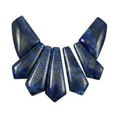 Lapis Lazuli Gemstone Fan Pendants Vintage