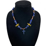 Blue Lapis Cross Necklace Vintage