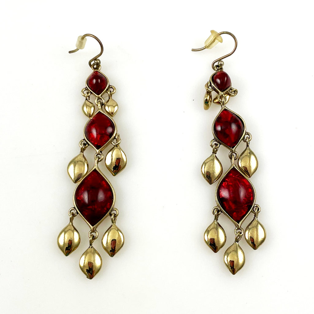 Liz Claiborne Red Chandelier Earrings Vintage
