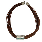 Silpada Modernist Sterling Silver & Brown Leather Choker Necklace