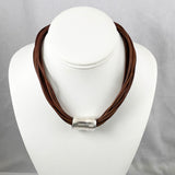 Silpada Modernist Sterling Silver & Brown Leather Choker Necklace