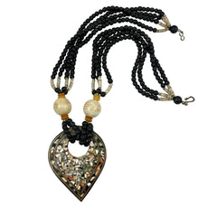 Lee Sands Mosaic Shell & Wood Necklace