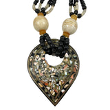 Lee Sands Mosaic Shell & Wood Necklace
