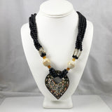 Lee Sands Mosaic Shell & Wood Necklace