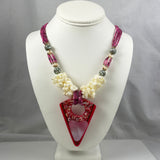 Lee Sands Pink Mosaic Shell & Wood Necklace