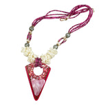 Lee Sands Pink Mosaic Shell & Wood Necklace