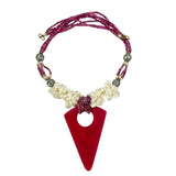 Lee Sands Pink Mosaic Shell & Wood Necklace