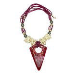 Lee Sands Pink Mosaic Shell & Wood Necklace