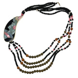 Lee Sands Mosaic Shell Necklace & Earrings Set