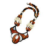 Lee Sands Apple Coral Mosaic Necklace Vintage