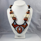 Lee Sands Apple Coral Mosaic Necklace Vintage