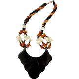 Lee Sands Apple Coral Mosaic Necklace Vintage