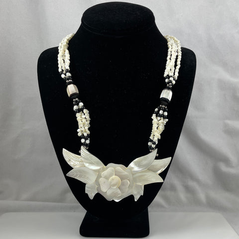 Lee Sands Mother of Pearl Shell Floral Necklace