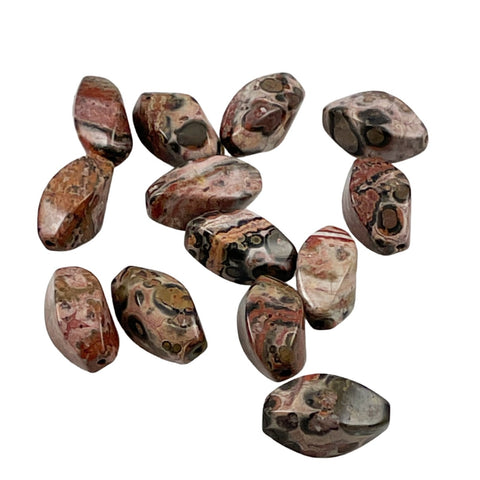 Red Leopard Skin Jasper Twist Beads