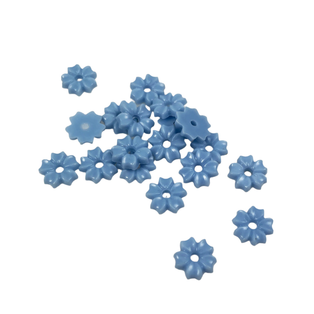 Light Blue Glass Flower Beads - Vintage