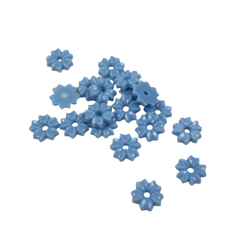 Light Blue Glass Flower Beads - Vintage