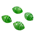 Lime Green & White Striped Lamp Work Oval Beads 22mm